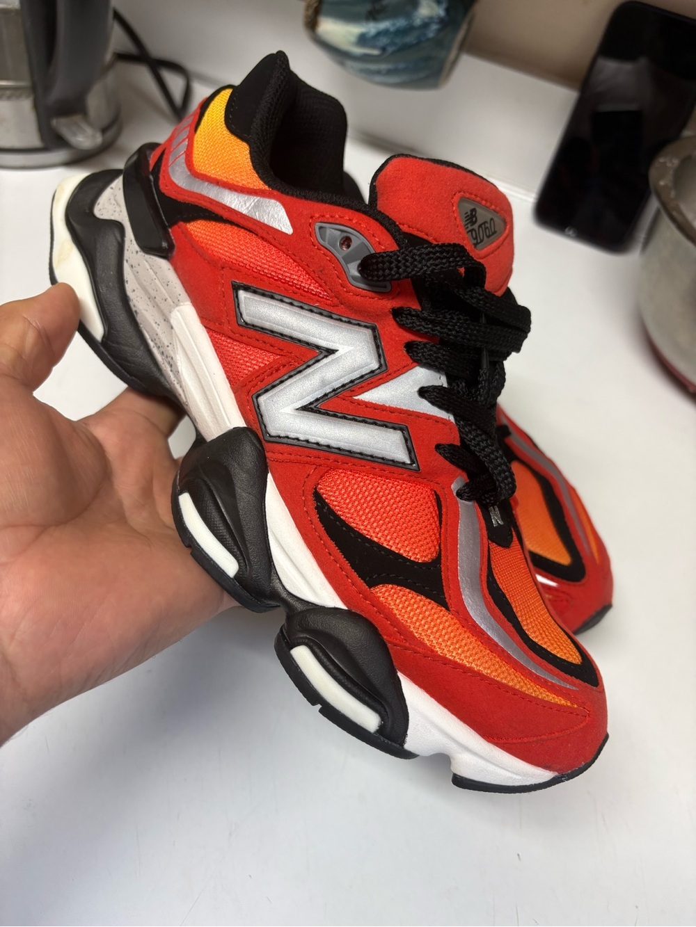 New Balance 9060 Women’s ' size 9 been used once Red & Orange Athletic Sneakers